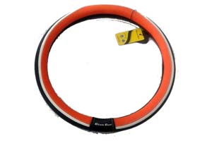 Couvre volant cuir Noir-Orange