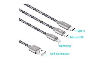 CABLE CHARGEUR USB 3 EN 1